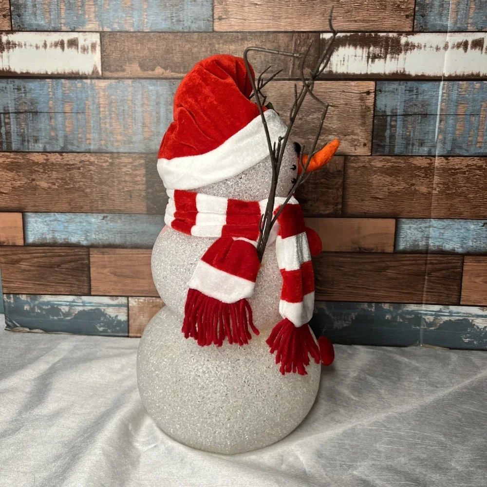 Vintage Large Melted Plastic Popcorn‎ Snowman Color Changing Light 16
